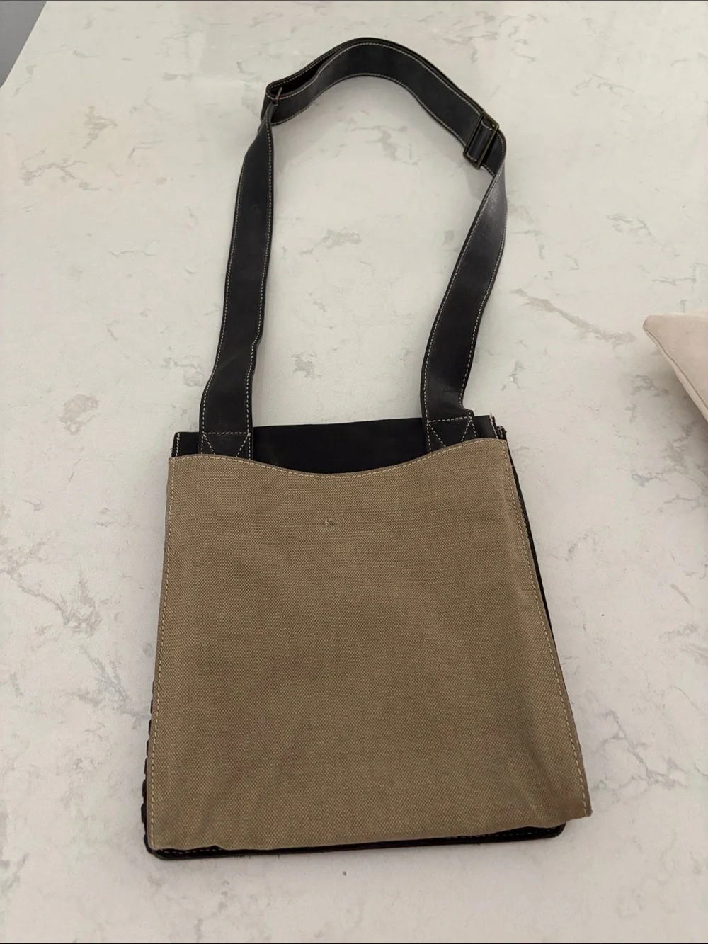 Cole Haan Dark Brown Leather Messenger with Whipstitch Trim